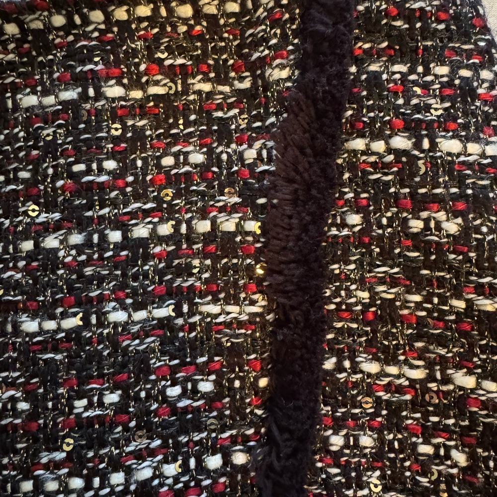 LOFT Black and White Textured A-Line Skirt - Picture 3 of 5